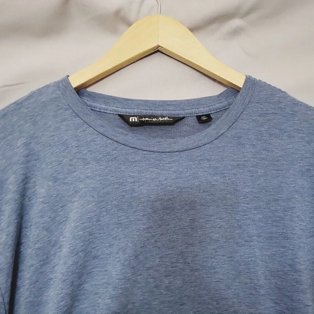 Travis Mathew The Crew Long Sleeve Shirt Stretch‎ Heather Blue Golf Mens XXL